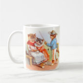 Victoriaans geklede kattenfamilie koffiemok (Links)