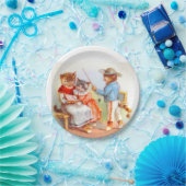 Victoriaans geklede kattenfamilie papieren bordje (Feest)