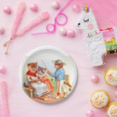 Victoriaans geklede kattenfamilie papieren bordje (Feest)