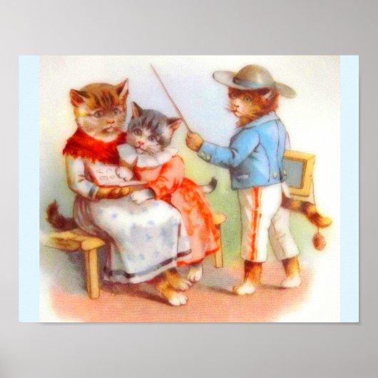 Victoriaans geklede kattenfamilie poster (Voorkant)