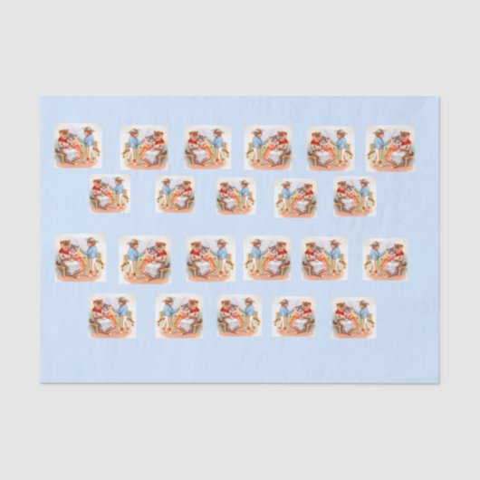 Victoriaans geklede kattenfamilie tissuepapier (Voorkant)