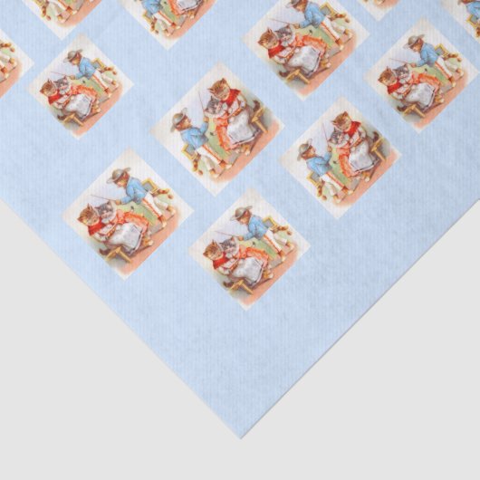 Victoriaans geklede kattenfamilie tissuepapier (Detail)