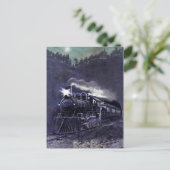 Victoriaans gekleurd etsen - Stammotortrein Briefkaart (Staand voorkant)