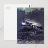 Victoriaans gekleurd etsen - Stammotortrein Briefkaart (Voorkant / Achterkant)