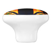 Victoriaans gekleurd glas, elegant keramische knop (Zijkant)