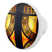 Victoriaans gekleurd glas, elegant keramische knop (Rechts)