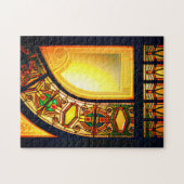 Victoriaans gekleurd glas, elegant legpuzzel (Horizontaal)