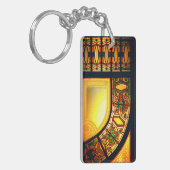 Victoriaans gekleurd glas, elegant zwart goud sleutelhanger (Voorkant Links)