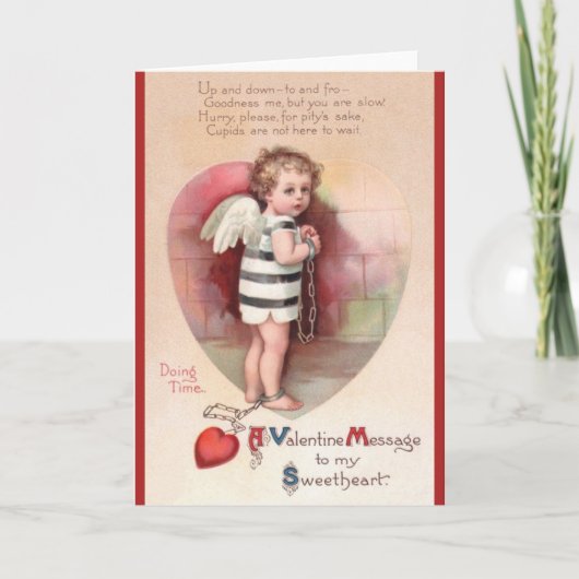 Victoriaans, gekoelde cupid-Valentijnsdag Feestdagen Kaart (Voorkant)
