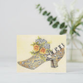  Victoriaans Gele Roos Assepoester Slipper Briefkaart (Staand voorkant)