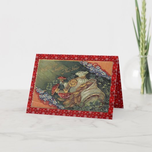  Victoriaans Gelukkig Nieuwjaar Feestdagen Kaart (Voorkant)