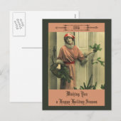 Victoriaans Gelukkig Nieuwjaar Feestdagenkaart (Voorkant / Achterkant)