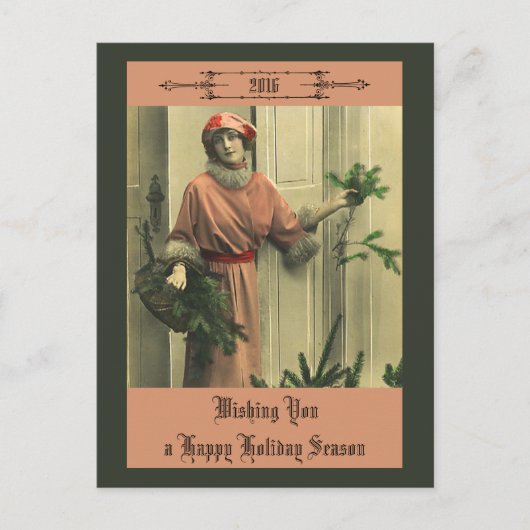 Victoriaans Gelukkig Nieuwjaar Feestdagenkaart (Voorkant)