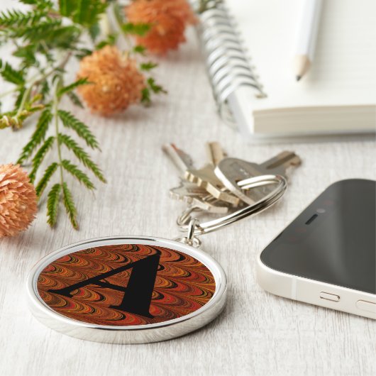 Victoriaans gemarmerd papier, aangepast Initiaal Sleutelhanger (Zijkant)