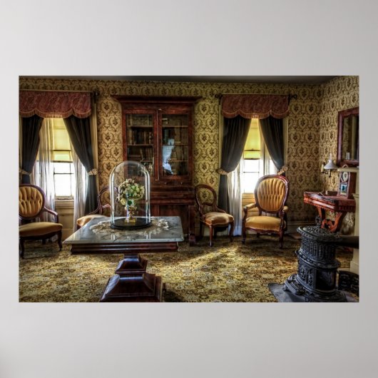 Victoriaans gemeubileerde woonkamer poster (Voorkant)