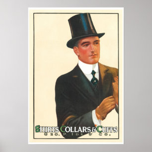 Victoriaans Gentleman en Shirten Art Print Poster