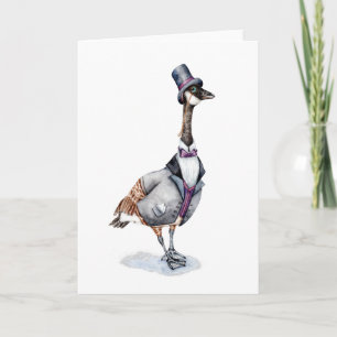 Victoriaans Gentleman Goose in een Top Hat Kaart