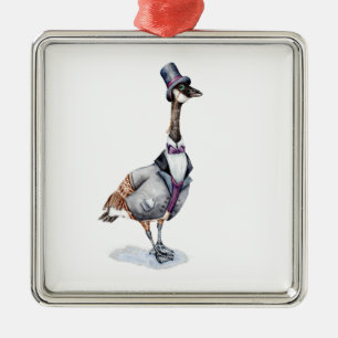 Victoriaans Gentleman Goose in een Top Hat Metalen Ornament