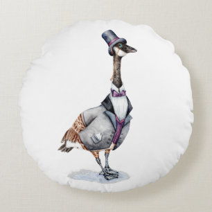 Victoriaans Gentleman Goose in een Top Hat Rond Kussen