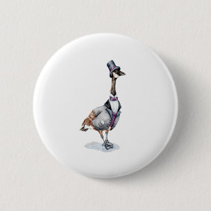 Victoriaans Gentleman Goose in een Top Hat Ronde Button 5,7 Cm