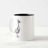 Victoriaans Gentleman Goose in een Top Hat Tweekleurige Koffiemok (Voorkant links)