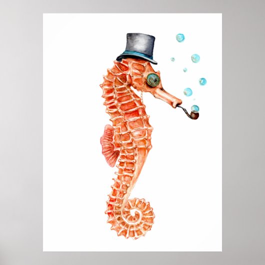 Victoriaans Gentleman Seahorse Poster (Voorkant)
