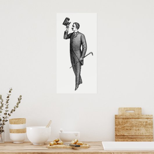 Victoriaans Gentleman Selfie Poster (Keuken)