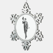 Victoriaans Gentleman Selfie Tin Sneeuwvlok Ornament (Rechts)