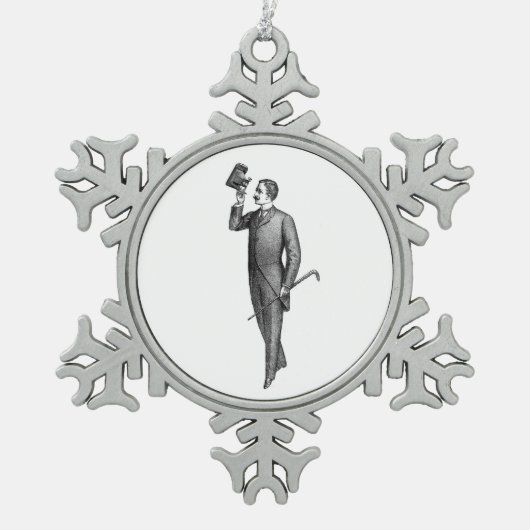 Victoriaans Gentleman Selfie Tin Sneeuwvlok Ornament (Voorkant)