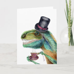 Victoriaans Gentleman Tyrannosaurus Rex Feestdagen Kaart