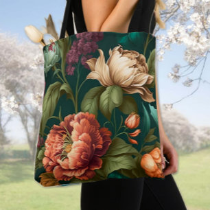 Victoriaans geschilderde bloemen tote bag