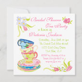 Victoriaans gestapeld Tea Cups Tea Party Vrijgezel Kaart (Voorkant)