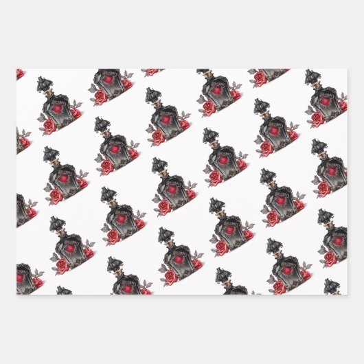 Victoriaans geurpotte Mode met Rozen Inpakpapier Vel (Voorkant 3)