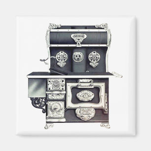 Victoriaans gietijzeren kachel zwart en zilver magneet