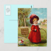  VICTORIAANS GIRL DOG WALKER BRIEFKAART (Voorkant / Achterkant)