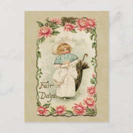 Victoriaans Girl Fair Days reproductie Briefkaart