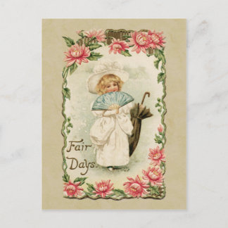 Victoriaans Girl Fair Days  reproductie Briefkaart