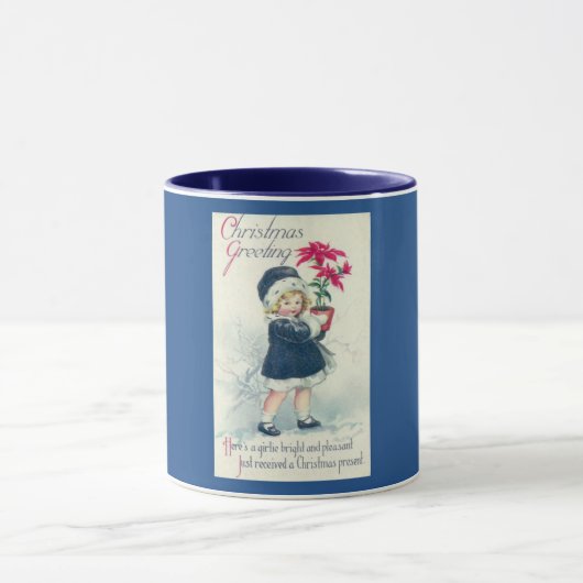Victoriaans Girl Holiday Vintage Kerstmis Mok (Midden)