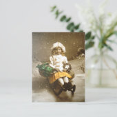  Victoriaans GIrl over geleide Briefkaart (Staand voorkant)