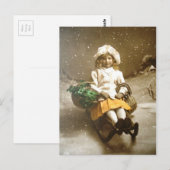  Victoriaans GIrl over geleide Briefkaart (Voorkant / Achterkant)