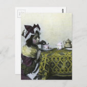 Victoriaans Girl Tea Time  Magic Lantern Briefkaart (Voorkant / Achterkant)