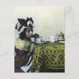 Victoriaans Girl Tea Time  Magic Lantern Briefkaart
