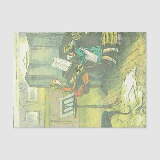 Victoriaans Girl's Musical duo-ontkoppeling Tissuepapier (Voorkant)