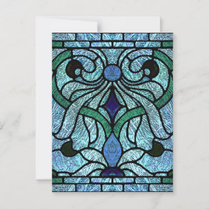 Victoriaans Glas-in-lood in Rijk Blauw Briefkaart