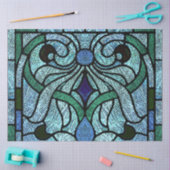 Victoriaans Glas-in-lood in Rijk Blauw Tissuepapier (Craft)