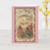 Victoriaans Gloria in Excelsis Deo Kerst Kaart (Gele Bloem)