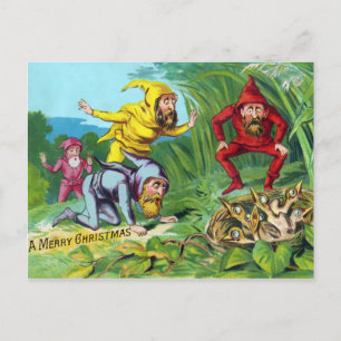 Victoriaans Gnomes Kerstmis Briefkaart