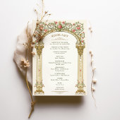 Victoriaans  Gold Arch & Pink Roses-programma Kaart