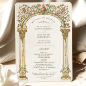 Victoriaans  Gold Arch & Pink Roses-programma Kaart
