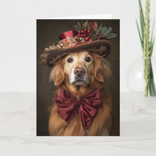 Victoriaans Golden Retriever Christmas Feestdagen Kaart (Voorkant)